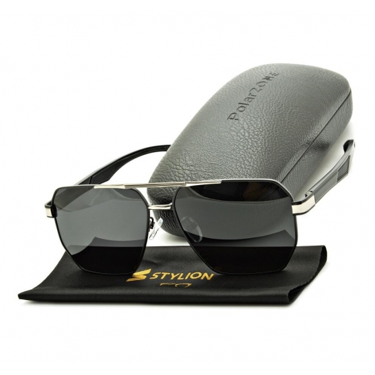 Duże Męskie okulary przeciwsłoneczne pilotki z polaryzacją i filtrem UV400 POL-120A PolarZone